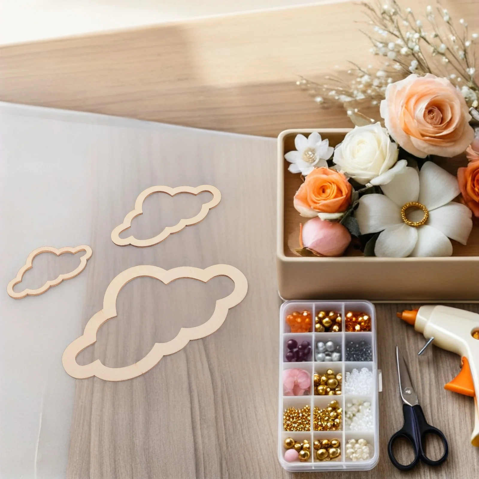 

36Pcs Wooden Cloud Shaped Dream Catcher Rings Natural Unfinished Craft Hoop Frame Nursery Wedding Wall Hanging Decor Boho Cloud