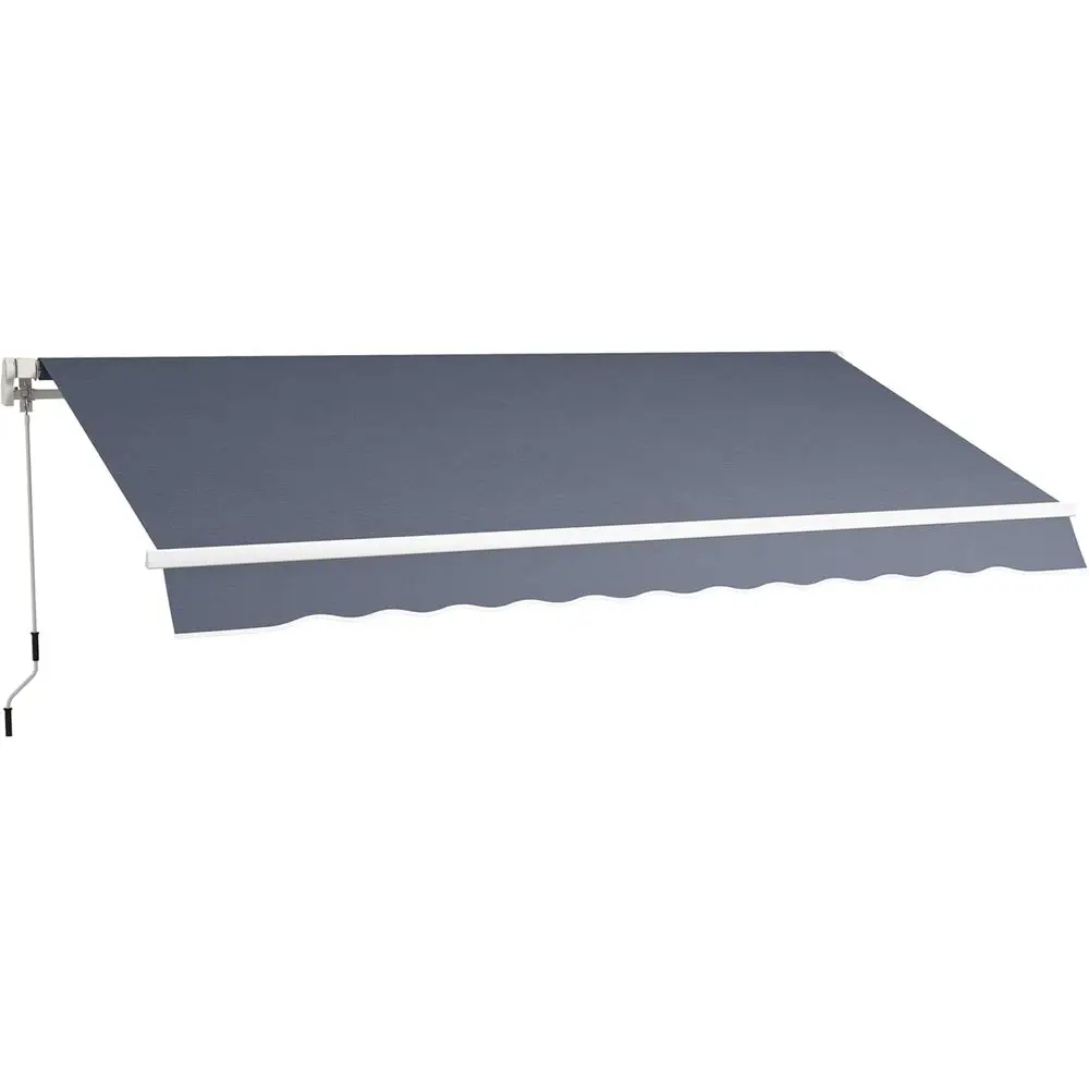 

12' x 8' Manual Crank Retractable Awning, UV & Water-Resistant Fabric, Ideal for Deck, Balcony, Yard - Gray