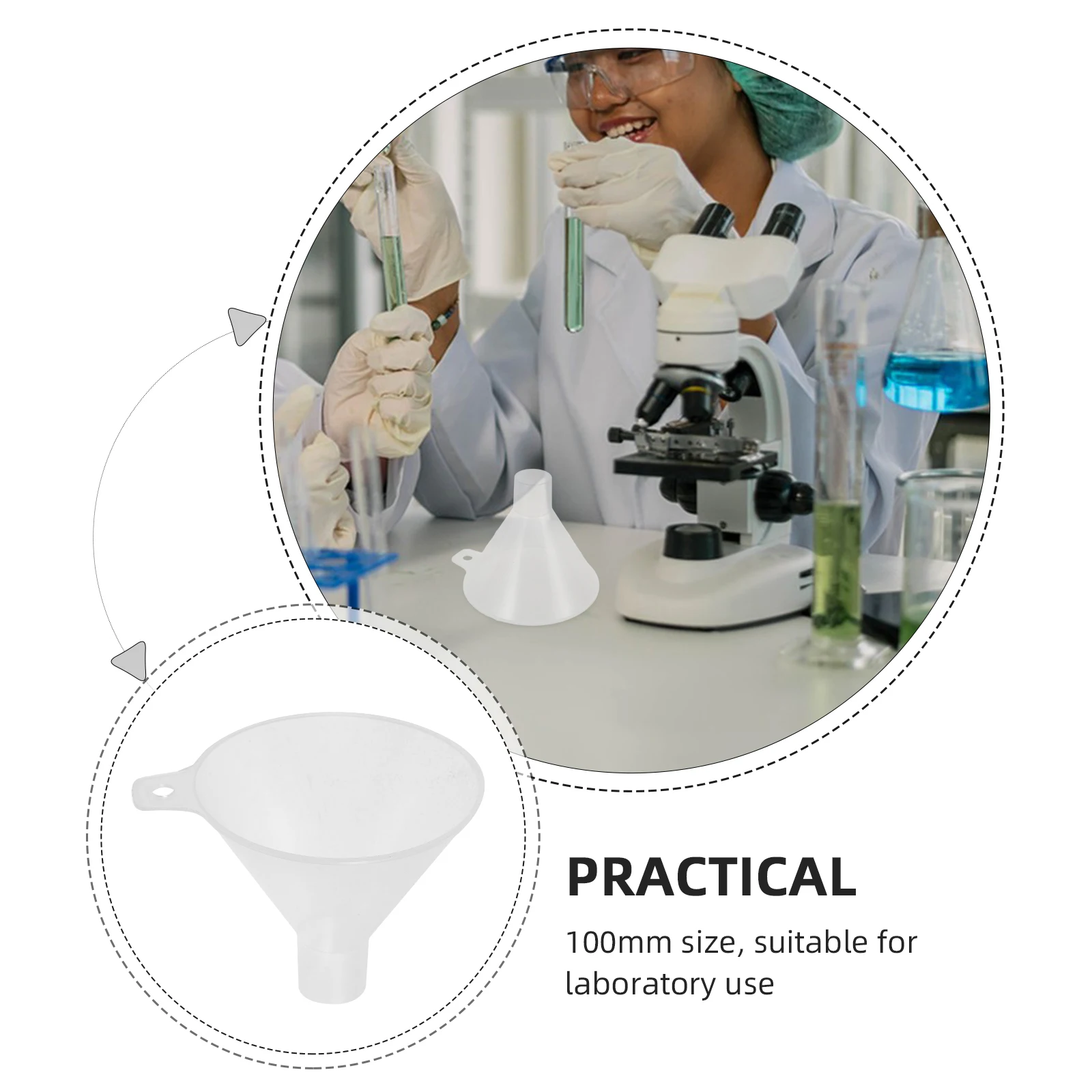

100mm Plastic PP Funnel Lab Short Stem Funnels Powder Reagent Filling Flat Bottom Clear Scientific Filter Funnel for Laboratory