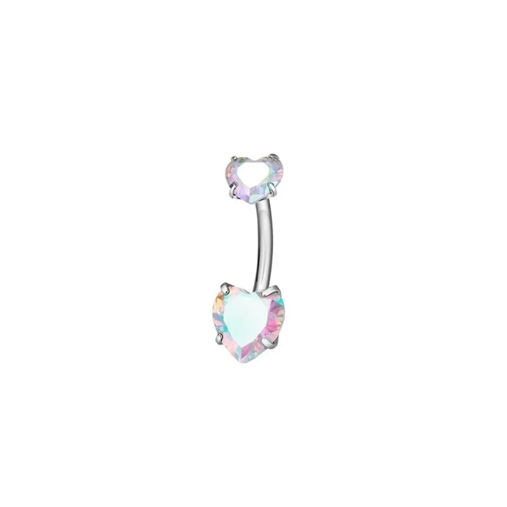 Sexy Internal Thread Belly Button Rings Stainless Steel Heart Belly Piercing Crystal Silver Body Jewelry Women