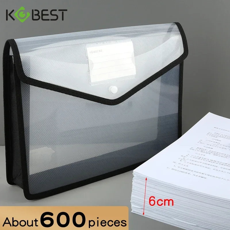 

1Pcs Waterproof File Transparent A4 Folder Press Button Plastic Data Document Bag Storage Office Supplies