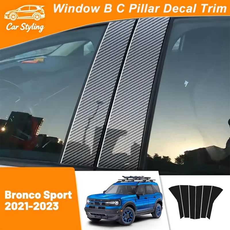 

For Ford Bronco Sport 2021-2023 2022 Carbon Fiber Window Door Column Deal B C Pillar Post Cover Trim Sticker
