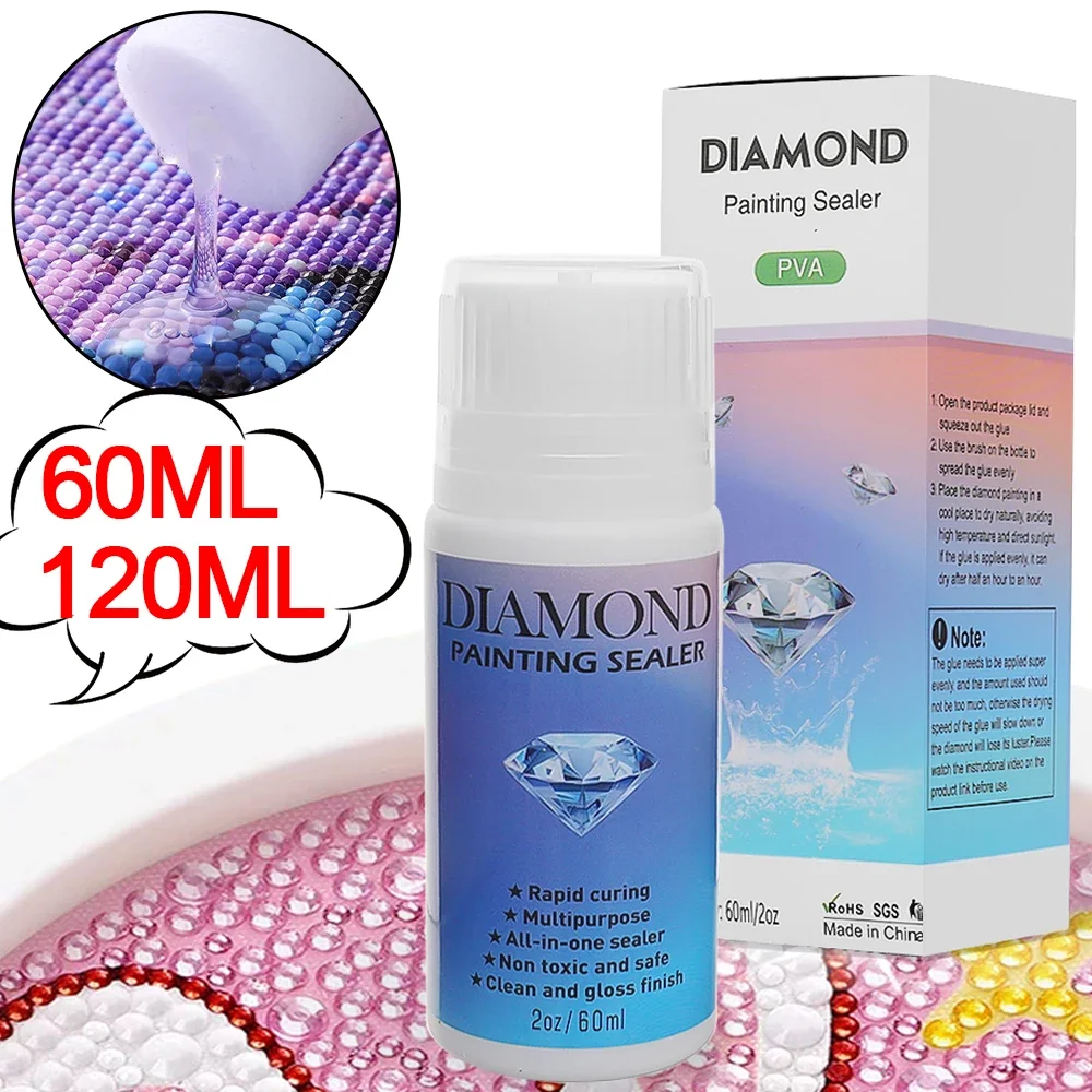 60/120ml 5D Diamond Paint Art Glue Hold Shine Effect Permanent Fixed Diamond Embroidery Puzzle Sealer Diamond Paint Cross Stitch