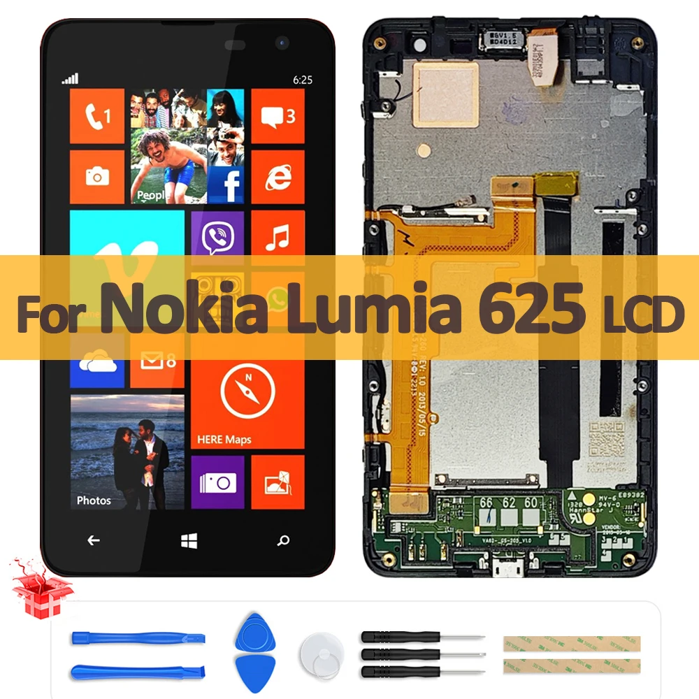 4.7 "display lcd original para nokia lumia 625 RM-941 RM-943 tela de toque lcd com quadro digitador assembléia peças reparo
