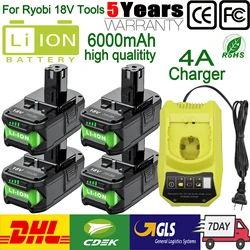 For Ryobi 18V Lithium 6Ah Battery Adapter For Ryobi 18V One Replacement Battery Power Tools P104 P107 RB18L50 RB18L20 P108