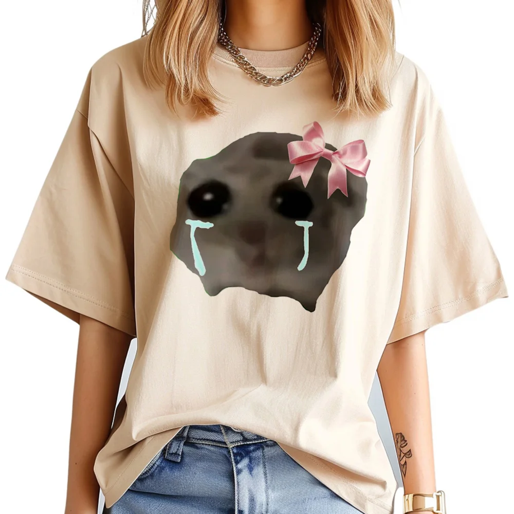 Sad Hamster Tee women anime top girl streetwear 2000s clothes