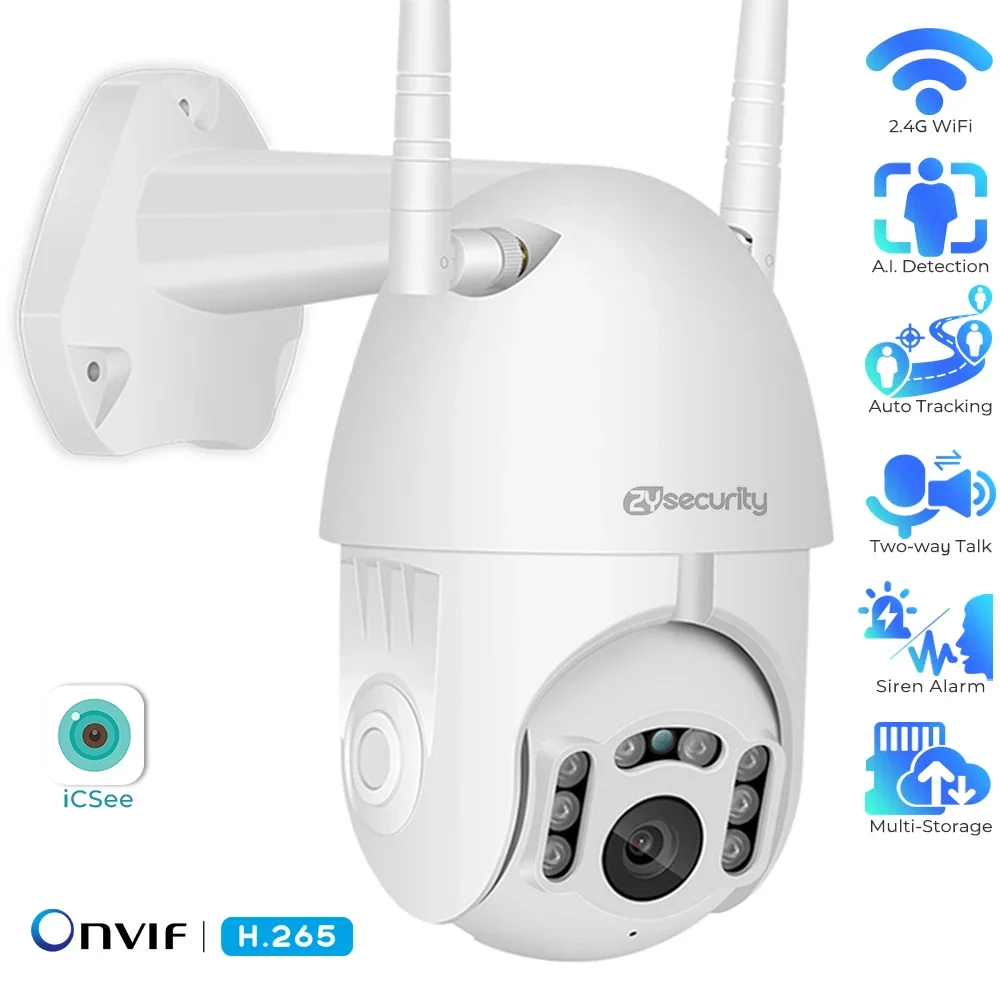 

1080P WiFi Surveillance Camera Outdoor Auto Tracking PTZ IP Camera Wireless Home Security Camera IR Night Vision Two-way Audio