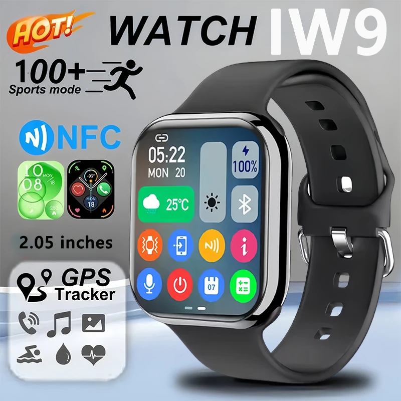 

Смарт-часы 9, женские умные часы Ultra серии NFC, мужские BT-вызовы, водонепроницаемая беспроводная зарядка, экран 2,05 дюйма для IOS Watch 9