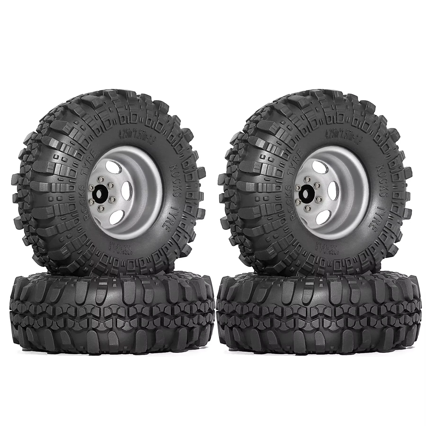 Wheel Rim Rc - 4個入り 108mm 1.9インチ RCラバータイヤ メタルビードロックホイールリム 12mm六角ハブ