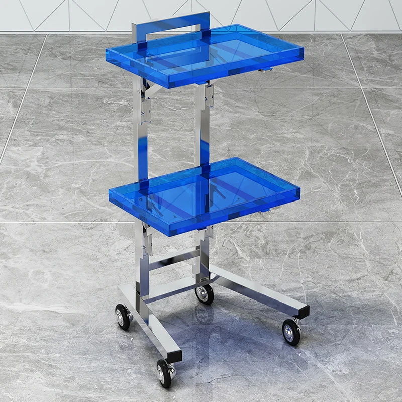 Stainless Steel Transparent Rolling Cart Utility Salon Trolley Beauty Portable Trolley 스테인레스 트롤리 Hairdressing Salon Furniture