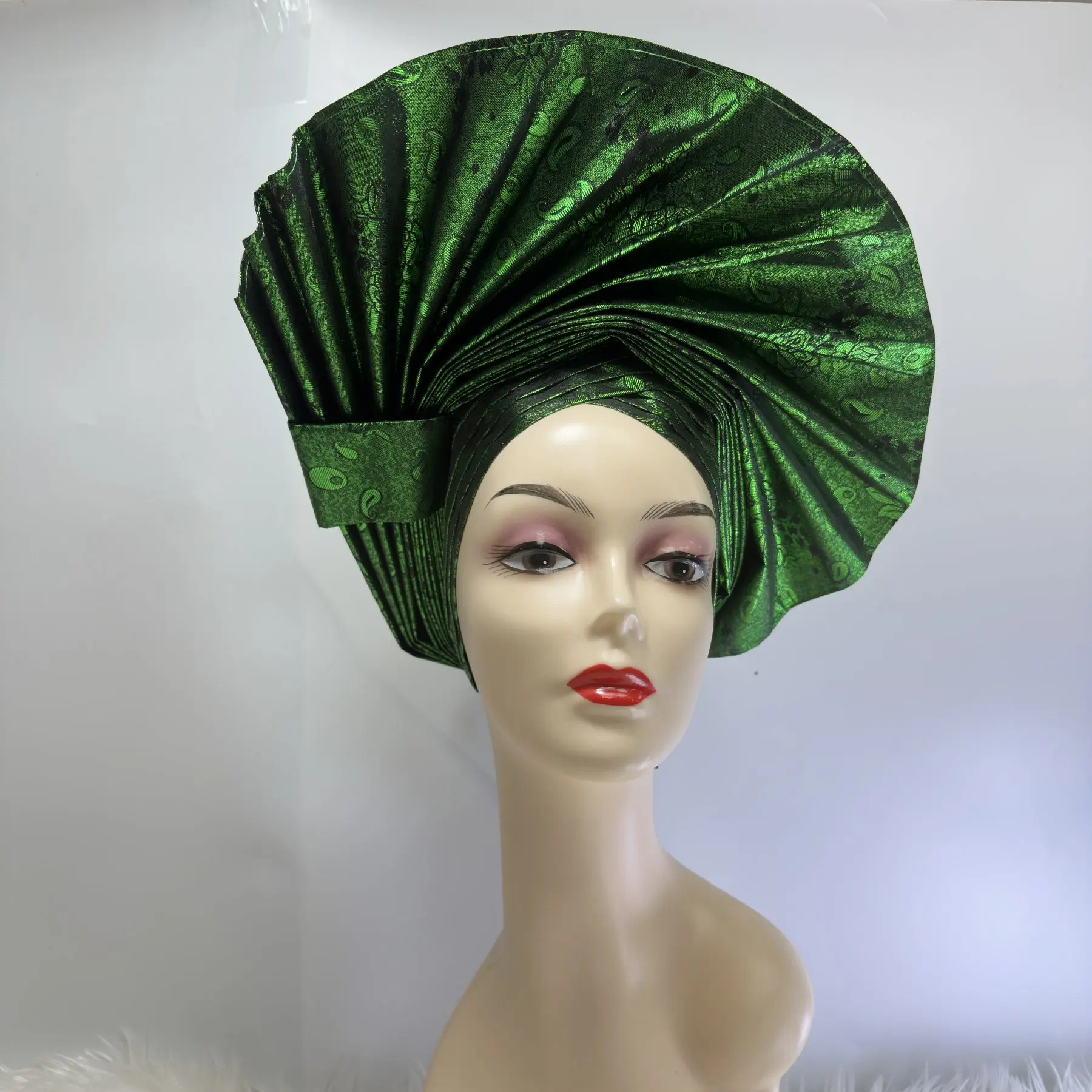 African Sego Headtie Scarf High Quality Nigerian Auto Gele for Aso Oke Women Head Tie for Wedding Party Bonnet Turban Cap
