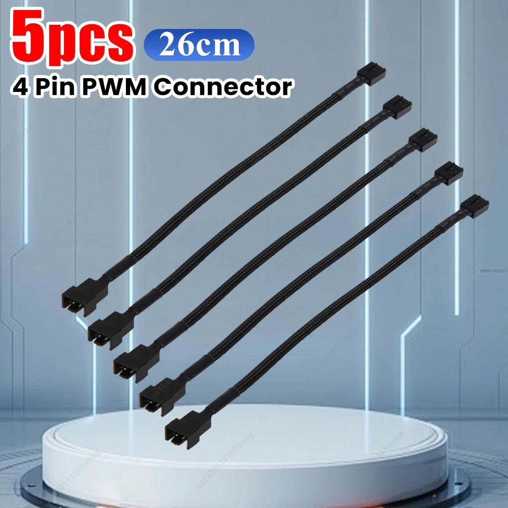 Boîtier de connecteur PWM à 4 broches, 5 pièces, câble d'alimentation d'extension de ventilateur, câble d'extension de ventilateur PWM pour système de refroidissement CPU Compure