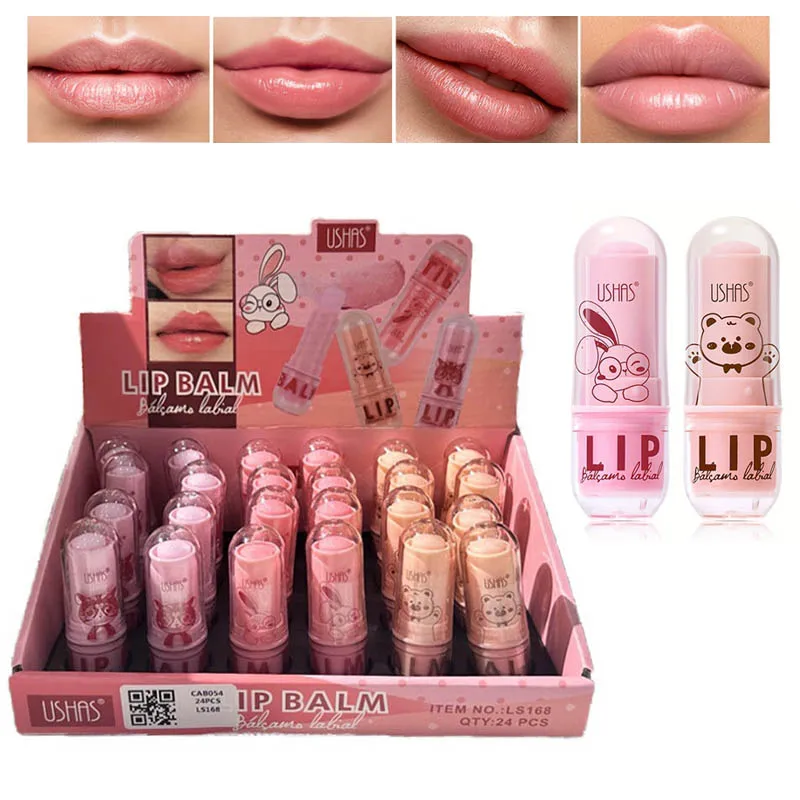 24Pcs Cute Lip Blam Set Hydrating Repair Temperature Colorless Moisturizing Lip Balm For Women Dry Cracked Lips Care