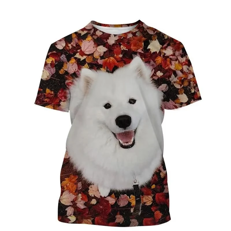 Samoyed Pet Dog Printed T-Shirts Men Women Casual Oversized Short Sleeve Tee Shirt Streetwear Kids Tees Tops Clothing