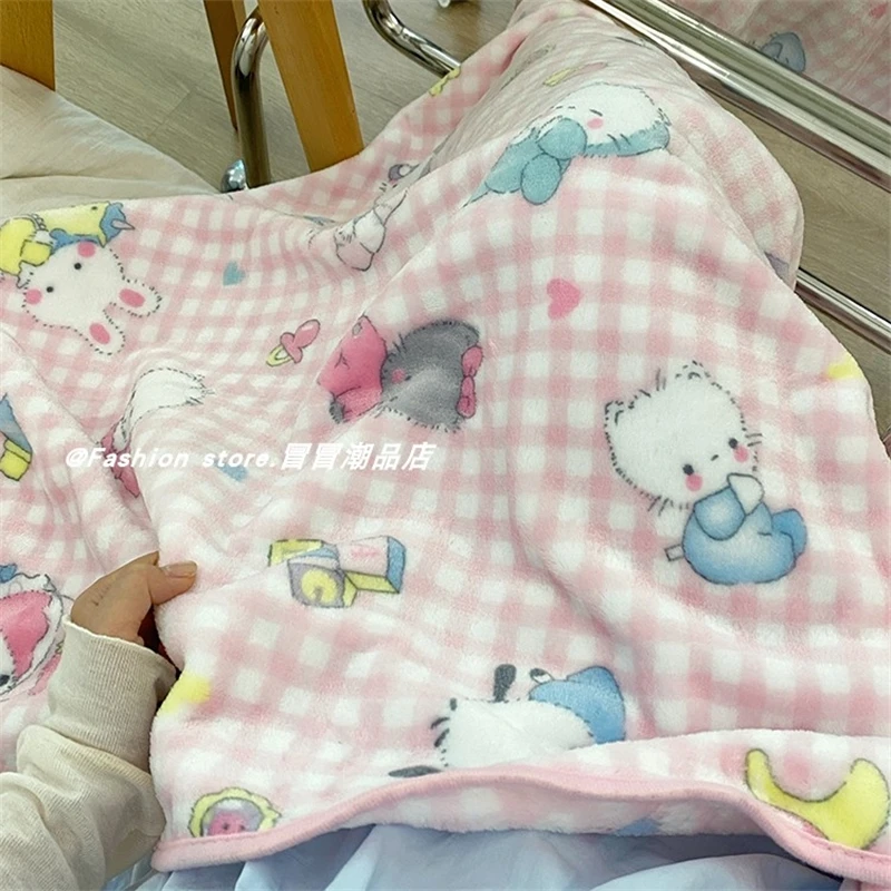 Sanrio Hello Kitty Printed Blanket Kuromi My Melody Warm Blanket Disney LinaBell Chip and Dale Flannel Blanket Pillowcase Gift