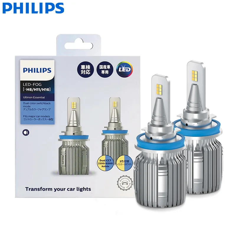 

Двухцветные светодиодные противотуманные фары Philips Ultinon Essential LED H8 H11 H16 CCT белый и желтый режим переключения, пара