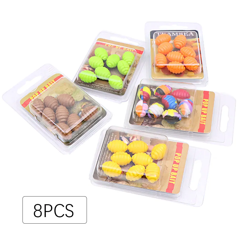 8pcs Carp Fishing Bait Method Feeder Hair Rig Pop Up Boilie High Buoyancy Silkworm Chrysalis Shaped Carp Lure For Fishing Access view 6