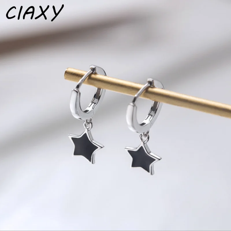 CIAXY Silver Color Small Five-pointed Star Earrings for Women Girl Simple Korean Fashion Ear Buckles Earring Trendy Jewelry