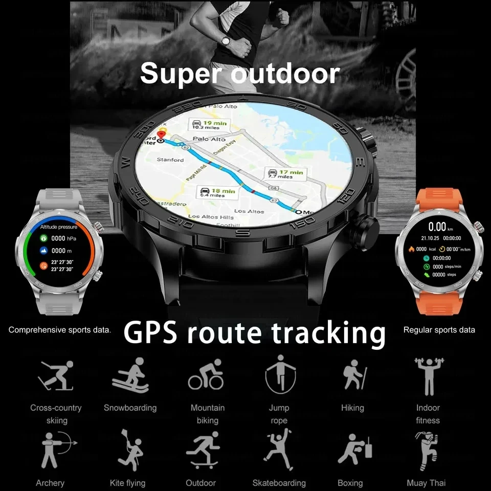 New For Huawei Xiaomi New 1.53 inch Smart Watch Men Altitude Compass GPS Sports Waterproof Watches Bluetooth Talk SmartWatches