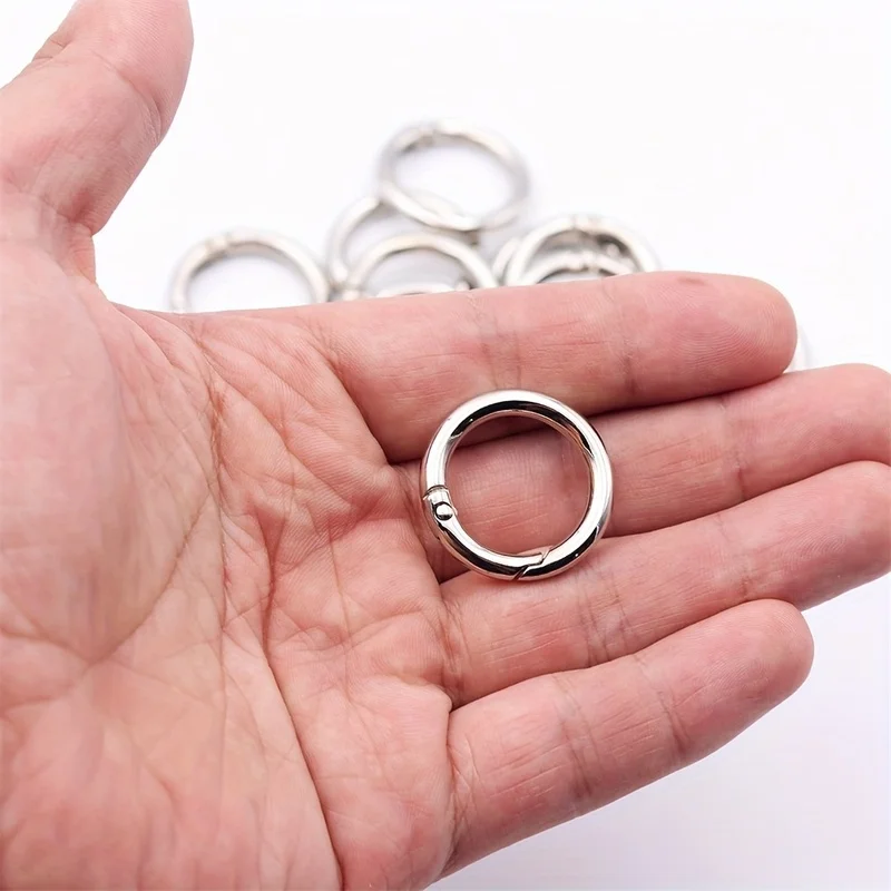 9pcs Multi-Colored Metal O-Ring Spring Buckle Men's and Women's Open Round Backpack Connecting Buckle Keychain Bag Clip