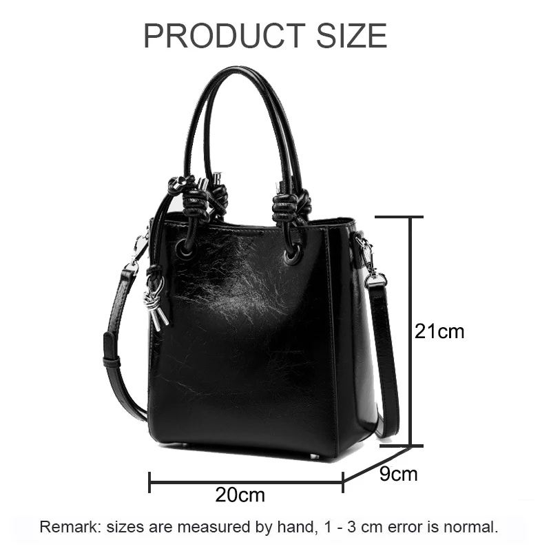 Hot-sale Women Genuine Leather Bucket Bag For Ladies Large Capacity Shoulder Messenger Female Oil Wax Leather Crossbody Handbag