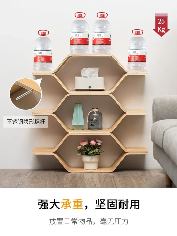 Bamboo court baffle shelf solid wood  wall shelf wall partition shelf decorative laminate living room bookshelf  book storage