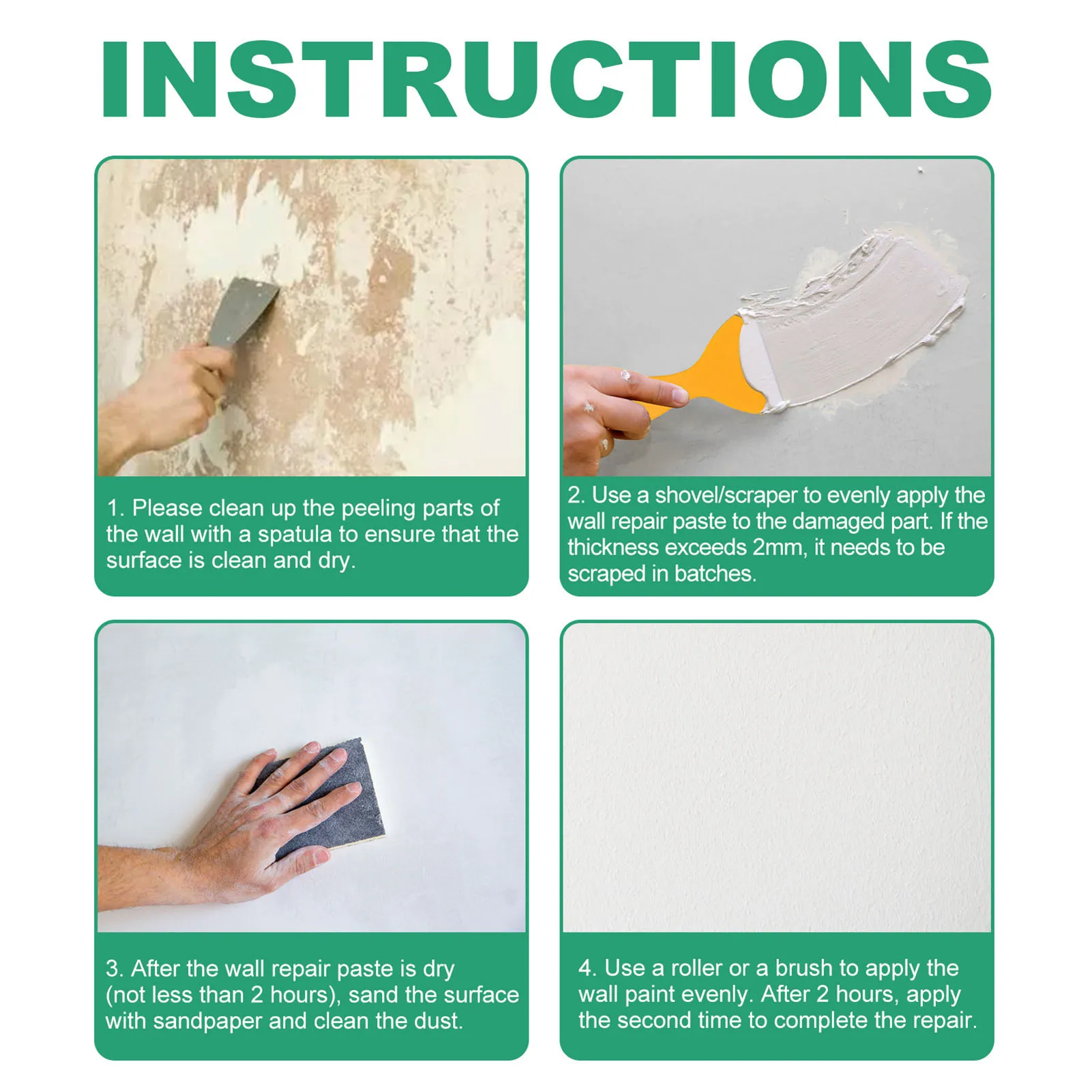 100g Multipurpose Ceramic Repair Agent Strong Adhesion Professional Adhesive Repair Agent with Scraper for Bathroom Wall Floor