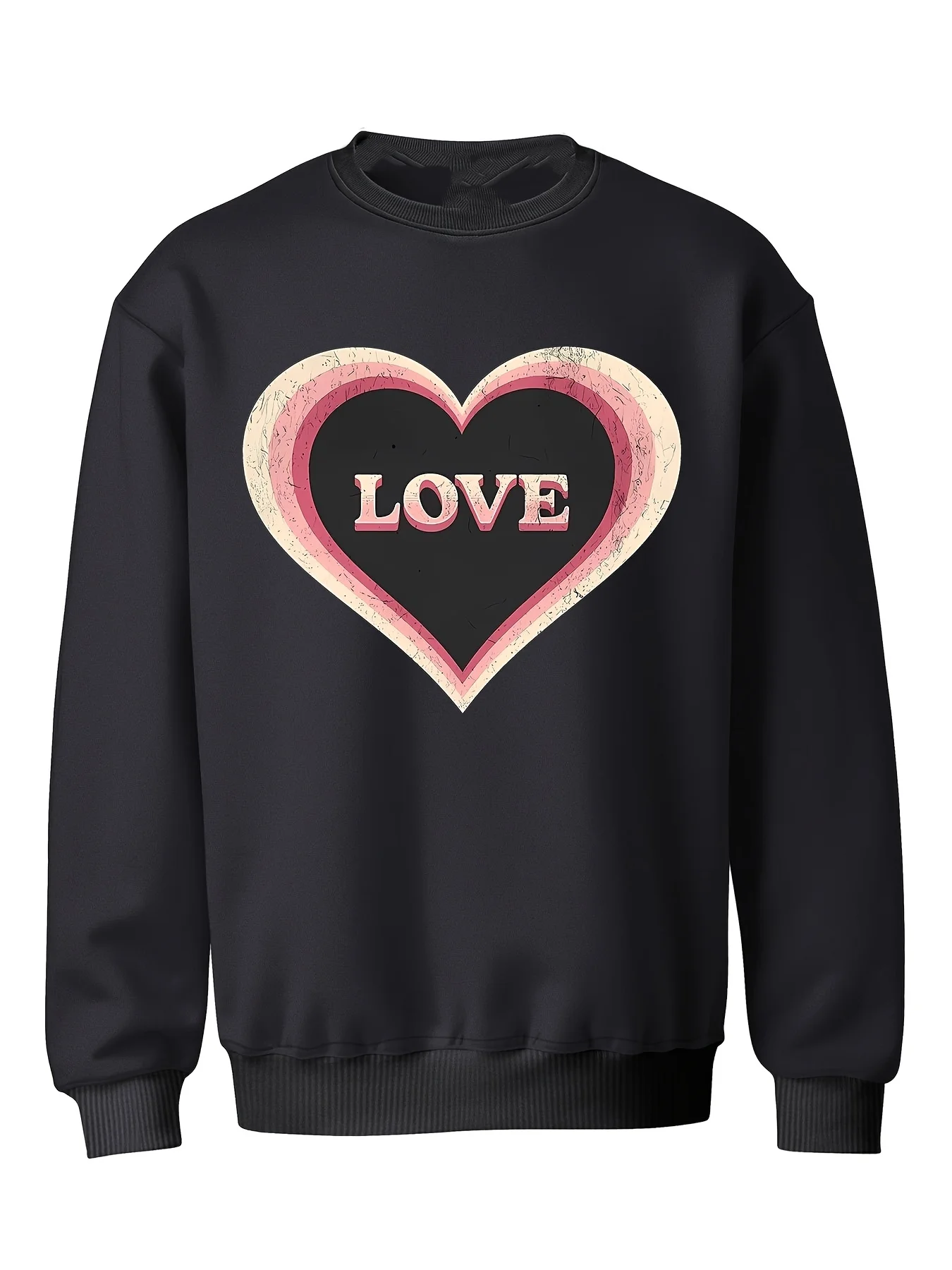 

Love Pattern Print Autumn and Winter Men's and Women's Long Sleeved Sportswear Sweatshirt Casual Loose Outdoor Street Sports