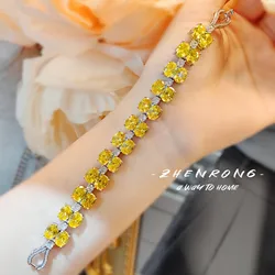 Luxury Tennis Bracelets Yellow AAAAA Zircon Stone White Gold Filled Party Wedding Bracelet Chain For Women Fashion Jewerly Gifts