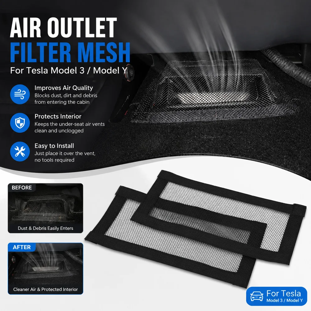 Car Under Seat Air Outlet Dust Filter Cover For Tesla Model 3 Y Anti-Clog Air Vent Screen Lower Air Conditioning Vent Protector