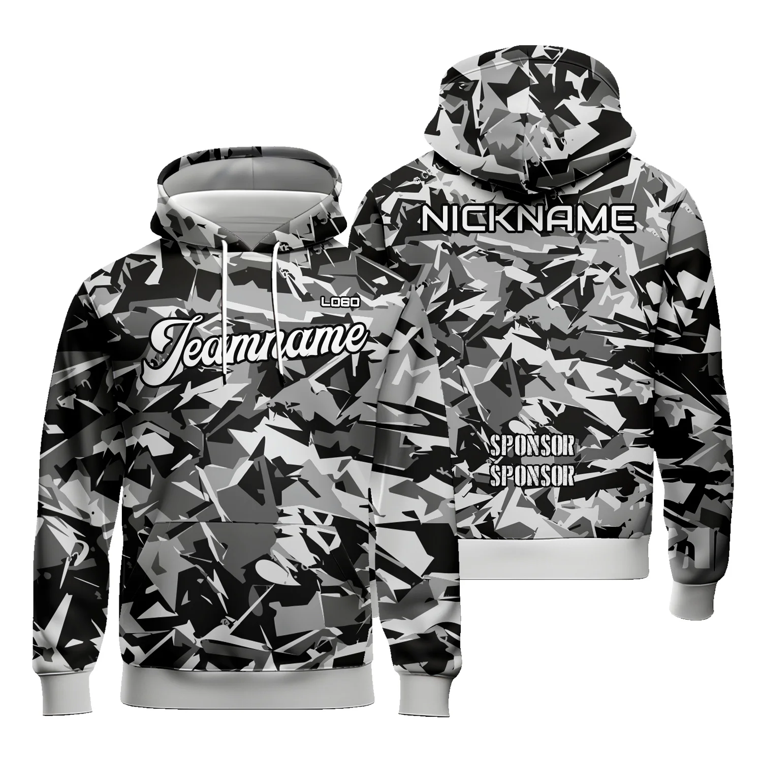 Custom Graphic Camouflage Hoodies for Men Women Sublimation Football Pullover Sweatshirt