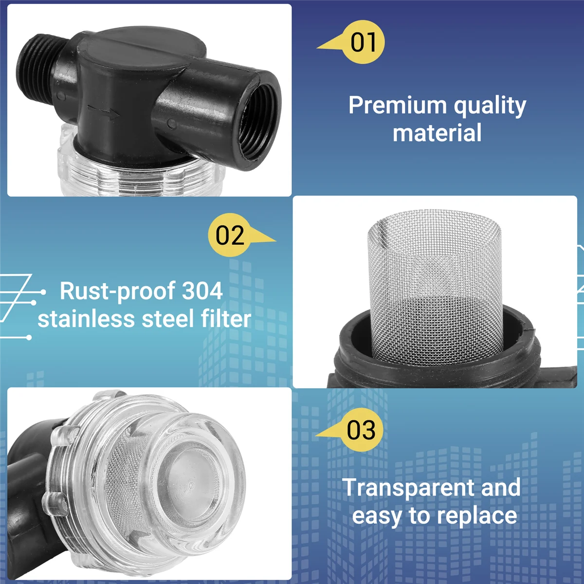 A97TWater Pump Strainer Filter, RV Replacement 1/2 Inch Twist-on Pipe Strainer Compatible with WFCO or Shurflo Pumps