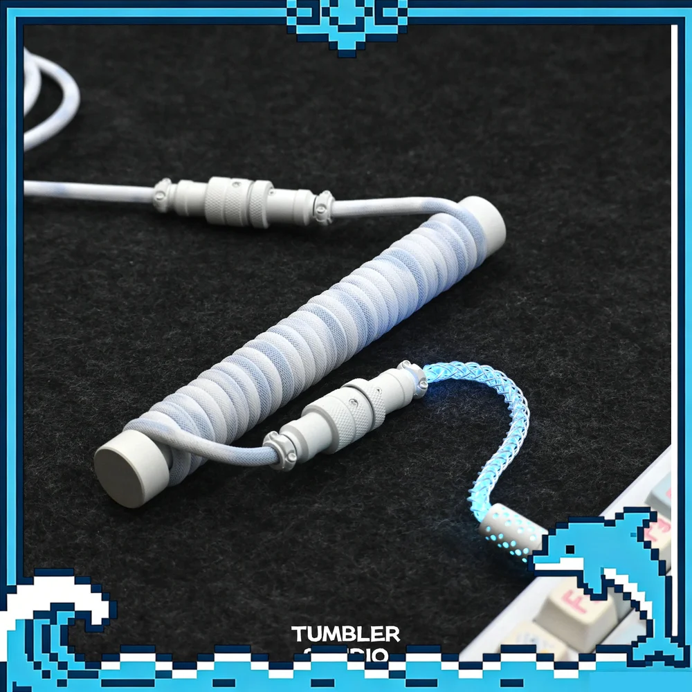Tumbler Studio RGB Three-Section Custom Mechanical Keyboard Aviator Cable Lighting Coiled Gaming Cord Magnetic Switch Accessory