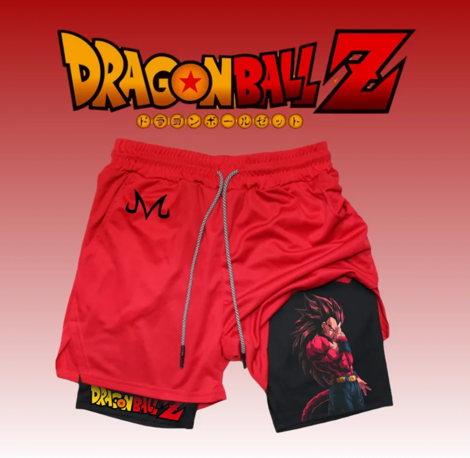 

Лето 2022, бусины дракона, Wukong, аниме, мужская уличная одежда для спортзала, спортивные штаны, дышащие сетчатые двойные шорты, спортивная одежда, повседневная свободная одежда Y2k