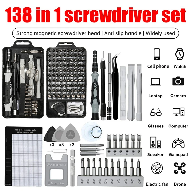 

138 In 1 Screwdriver Set Magnetic Torx Phillips Screw Driver Bit Drill Kit Multitool Hand Tools For phone PC Laptop Repair Set