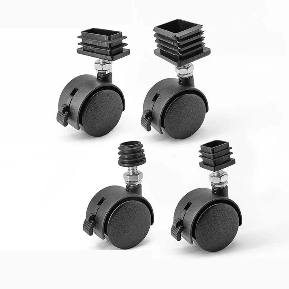 20x30mm PE Plastic Adjustable Foot Pad Brake Square Tube Round Tube Sliding Wheel Sleeve Furniture Leg Shock Protection 4Pcs