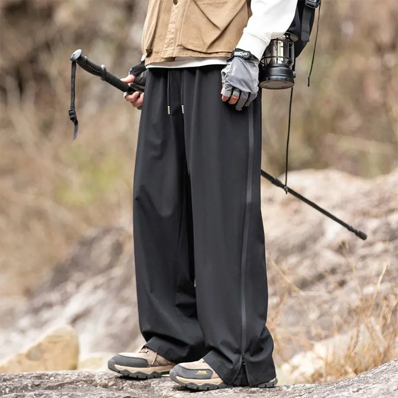 

Новые весенние мужские брюки для активного отдыха, водонепроницаемые, с защитой от морщин, повседневные, с высокой талией, прямого кроя, из модальной ткани, модные