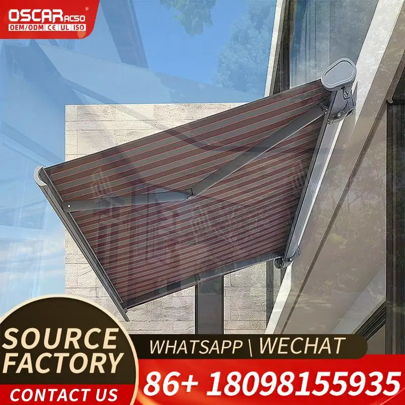 Motorized Retractable Aluminum Sun Shade Foldable Canopy for Patio Outdoor at European Gardens Retractable Awning
