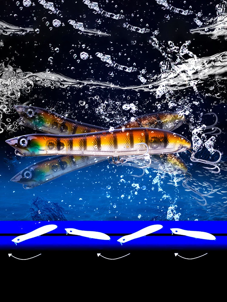 120mm/17.8g Topwater Pencil Popper Floating Fishing Lure Snakehead Wobblers Tackle Baits Minnow For Snapper Flounder Bass Chub