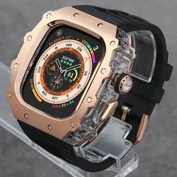 Luxury Modification Kit For Apple Watch Ultra 2 49mm 45mm 44mm Stainless Steel Case For IWatch 9 8 7 6 Crystal Button Sport Band