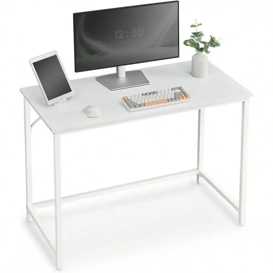 

Computer Desk, Gaming Desk, Home Office Desk, For Small Spaces, 19.7 X 39.4 X 29.5 Inches, Modern Style, Metal Frame, White