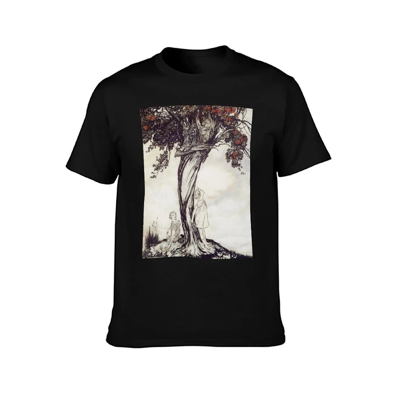 Arthur Rackham: The Hawthorne Tree T-Shirt Summer Casual Cotton Tee Oversized Streetwear Tops Vintage Graphic Print