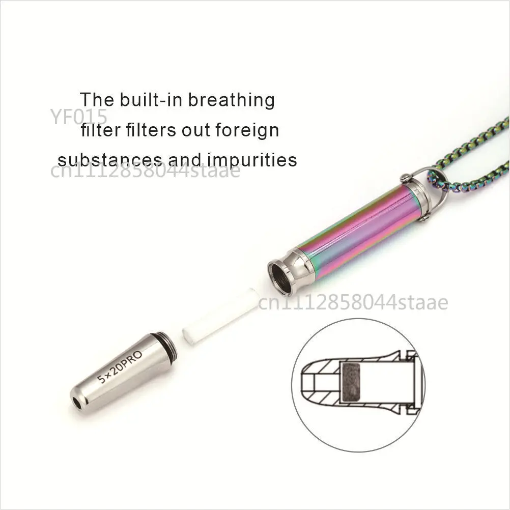 Dual Nozzle Breathing Necklace with Essential Oil Replaceable Tips for Anxiety Relief Meditation