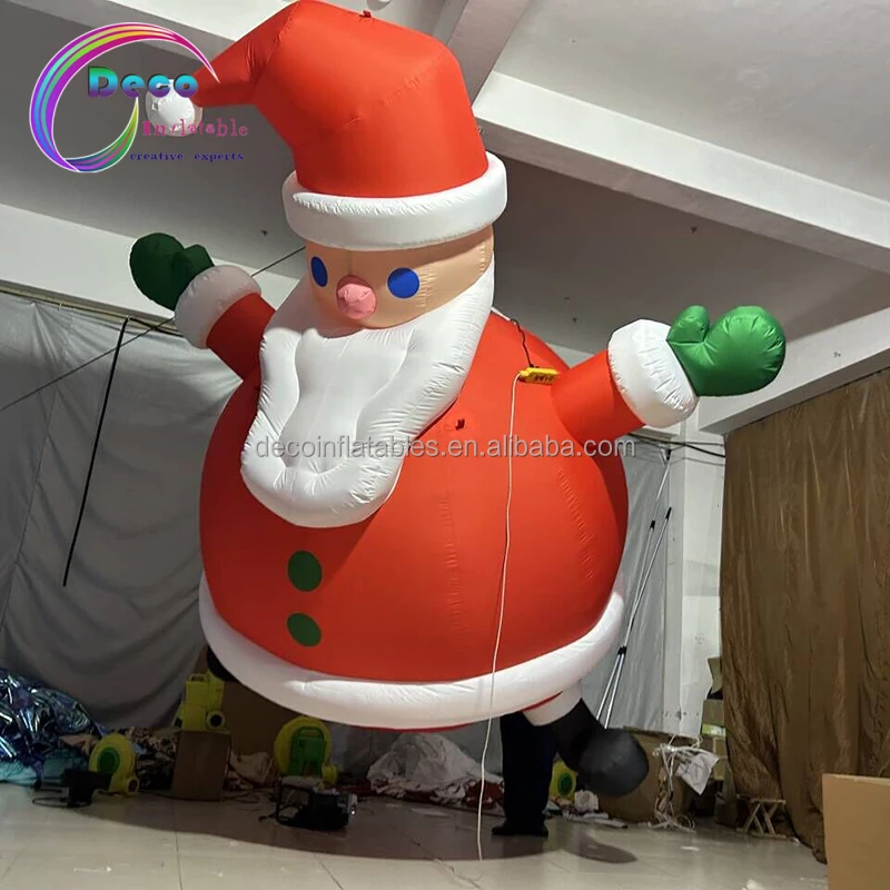 Denmark's Best-selling Polyester Fabric Hanging Inflatable Santa Claus With LED Lights For Christmas Decoration