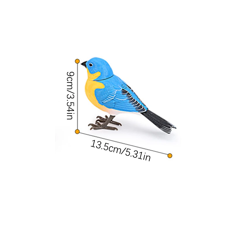 Elektrisch zingend tjilpen robotvogelspeelgoed, geluids- en bewegingsgeactiveerd interactief vogelbeeldje werkt op batterijen voor kinderen