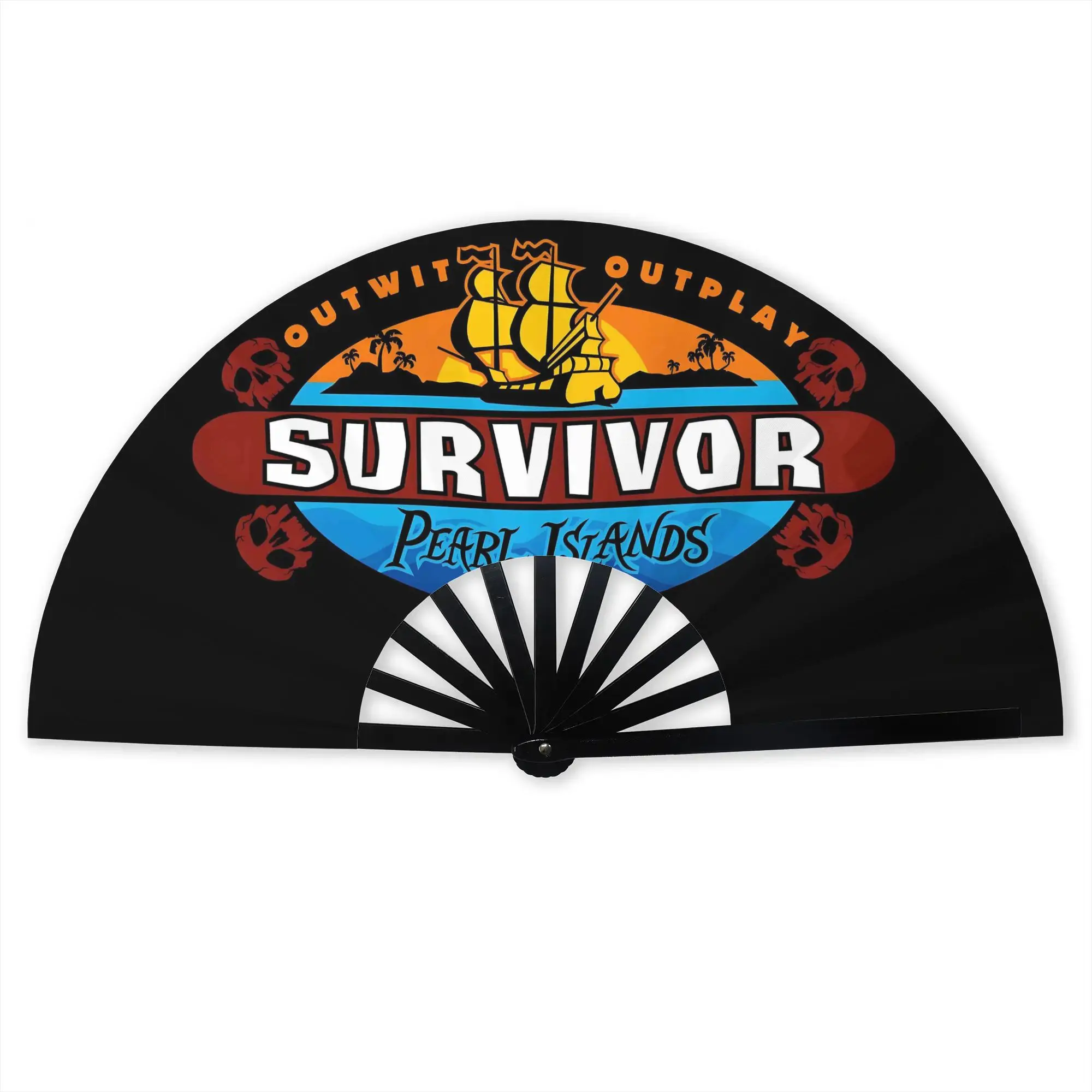 S-Survivors Pearl  Hand Fan Promotional Gift Event Souvenir Competitive Durable Folding Fans Novelty Bulk Pack Fan