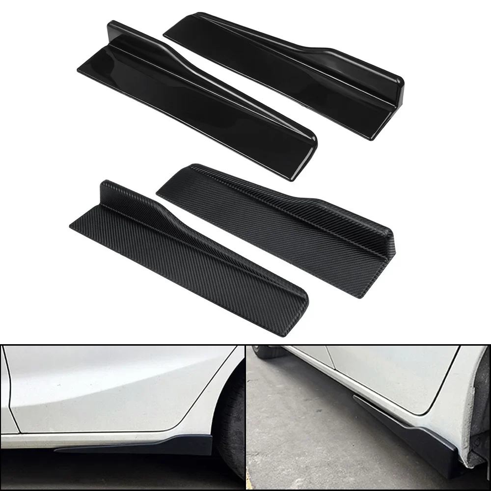 Universal 45cm Anti-Crash Side Skirt Black/Carbon Fiber 2Pcs Car Bumper Spoiler Rear Lip Angle Splitter Diffuser Winglet Wings