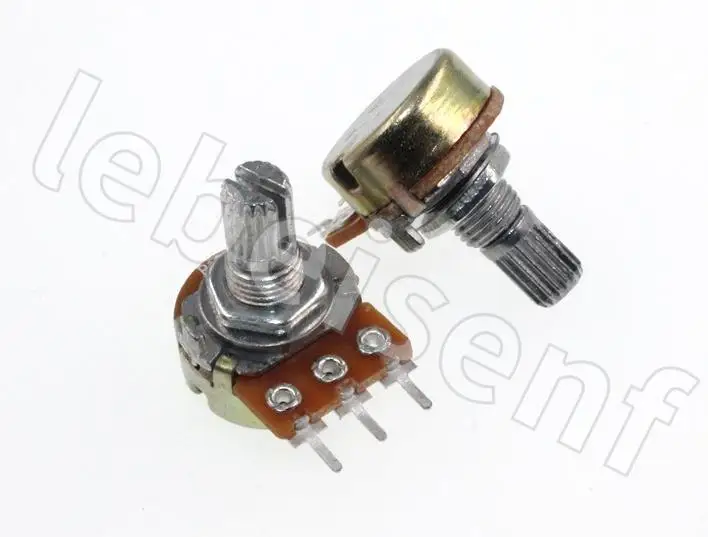 

10pcs WH148 single potentiometer handle length 15MM 3 feet B100K audio amplifier volume adjustable resistance short handle