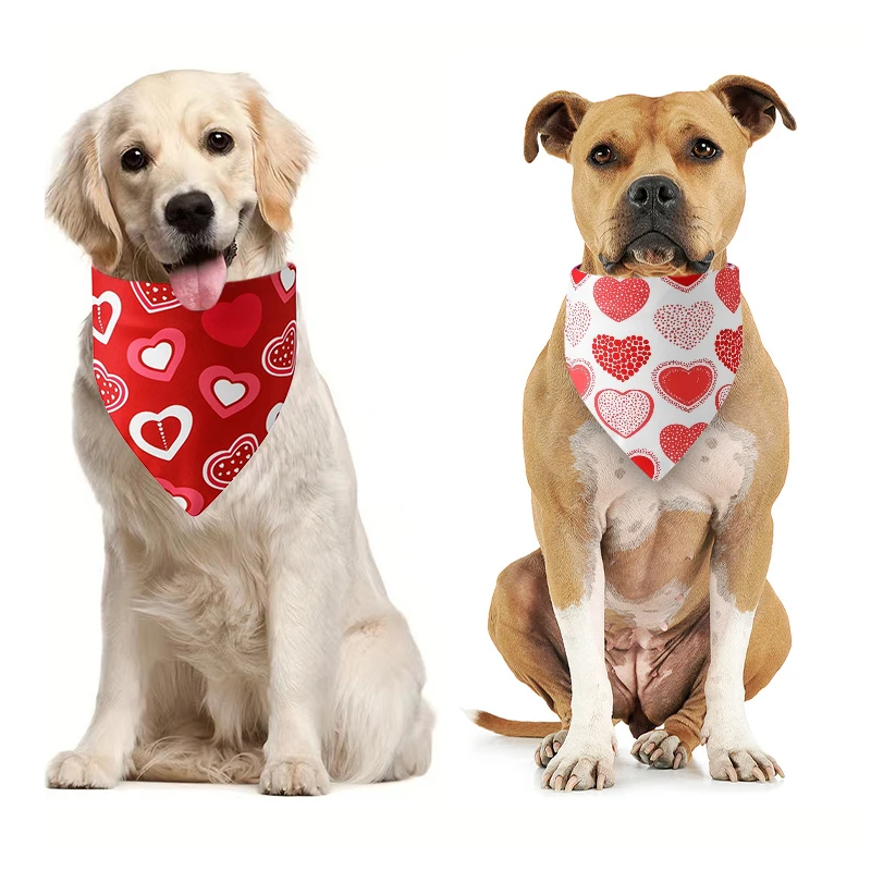 Valentine's Day Dog Bandanas,I Love You & Double Heart Bandana Design,Wedding Party & Holiday Dog Costumes