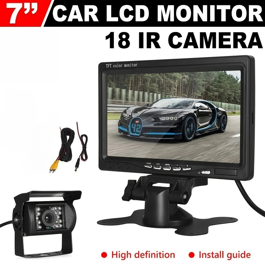 

17.78cm HD TFT-LCD Monitor & Reverse Camera Kit for Cars, Trucks, RVs - Auto Image Guide for Safer Parking and Reversing